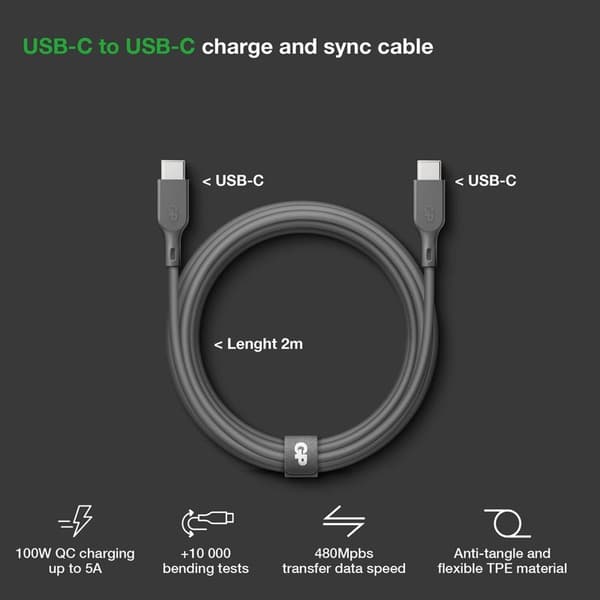 GP Kabel USB-C Till USB-C 100W CC2P 2m