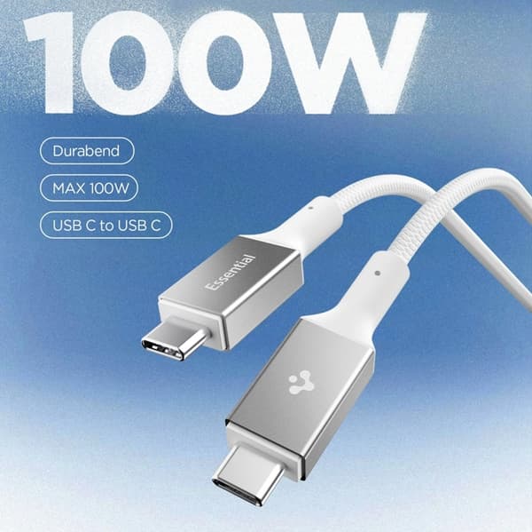 Spigen USB-C til USB-C Kabel 1m 100W - Hvid