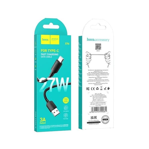 Hoco USB-C till USB-A kabel 1m 27W - Svart