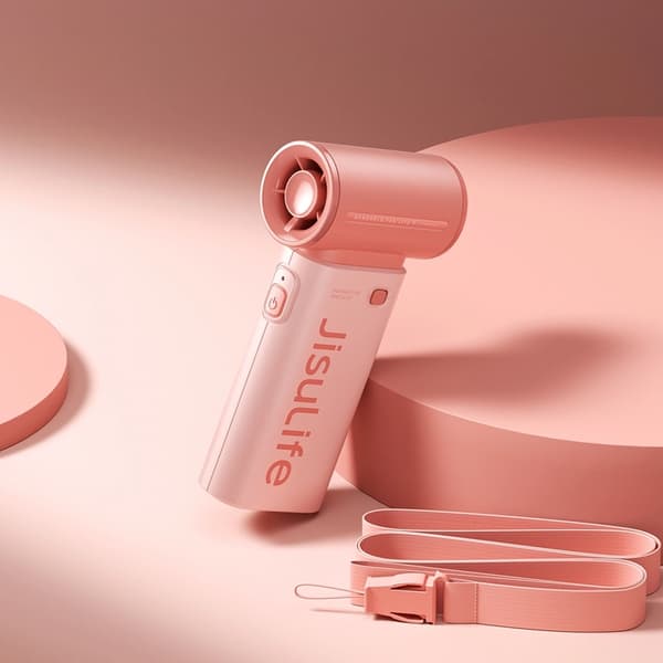 Jisulife Bærbar USB Håndventilator 5000mAh Life9 - Lyserød