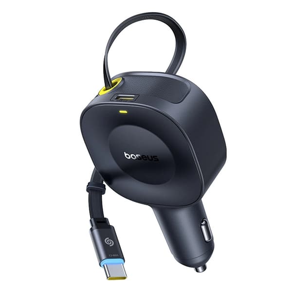 Baseus Biloplader 30W med Udtrækkelig Kabel PrimeTrip VR2 - Sort