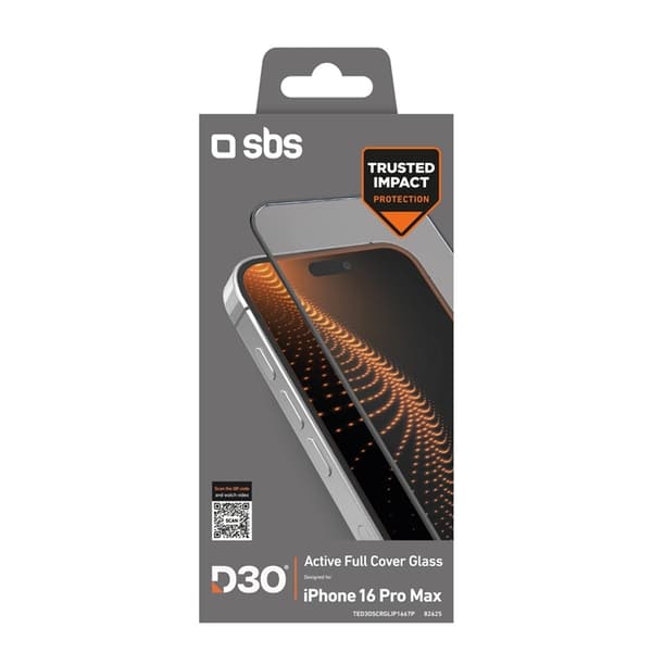 SBS iPhone 16 Pro Max karkaistu lasinen näytönsuoja D30 - Musta