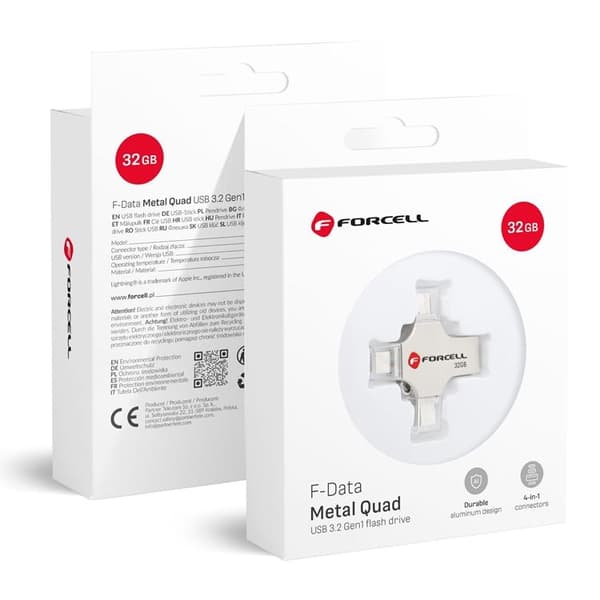 Forcell Pendrive 32 GB USB 3.2 Gen 1 (USB-A/USB-C/Lightning/Micro-USB)