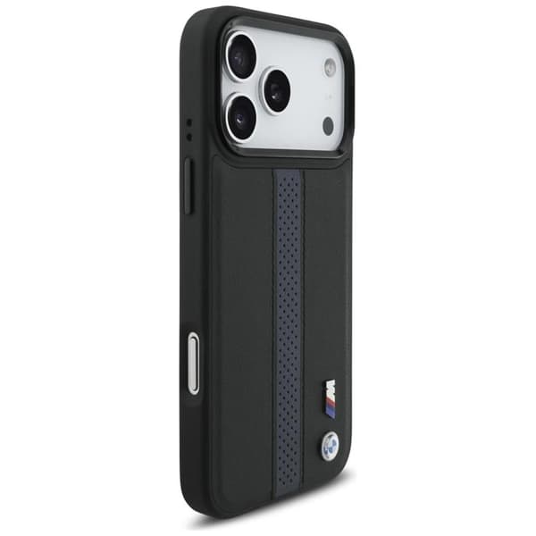 BMW telefontaske til iPhone 17 Pro Max MagSafe M perforeret stribe logo - blå
