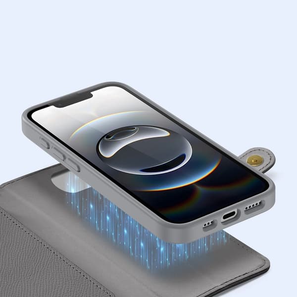 Dux Ducis iPhone 16e Plånboksfodral Lawa Läder - Grå
