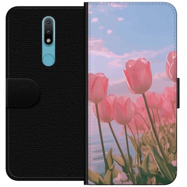 Plånboksfodral till Nokia 2.4 med Rosa Tulpaner