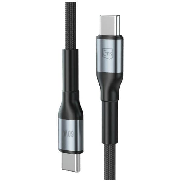 3MK USB-C til USB-C 60W Kabel 20V/3A 3m N-SERIES Hyper - Sort