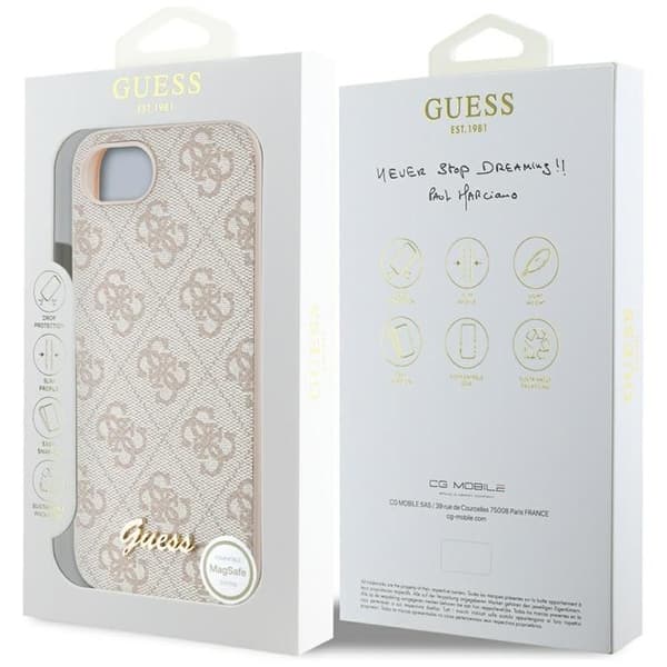 Guess telefontaske til iPhone 16e MagSafe 4G Script Logo - Lyserød