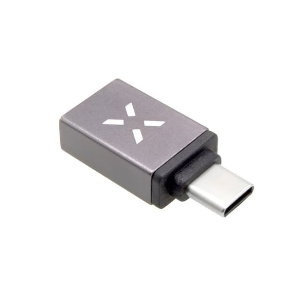 FIXED LINK USB-C Uros - USB-A Naaras -adapteri Harmaa