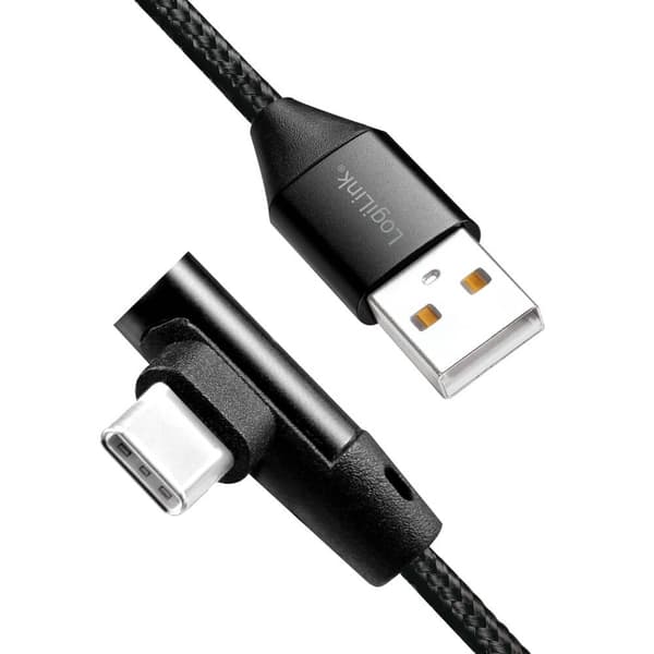 LogiLink USB-C–USB-A-kaapeli kulmikas 2.0 Max 3A 1m