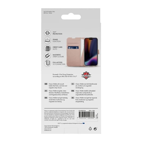 X2O Classic Wallet Plånboksfodral Apple iPhone 17 Rose Gold