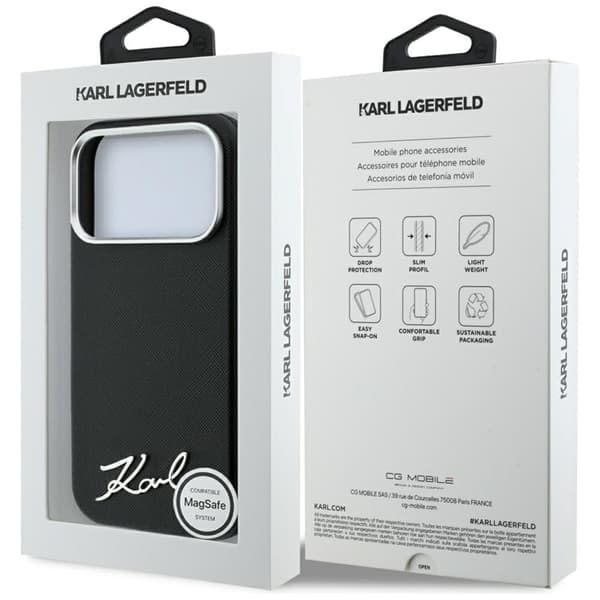 Karl Lagerfeld Mobilskal För iPhone 18 Pro/17 Pro Magsafe Saffiano Small Script