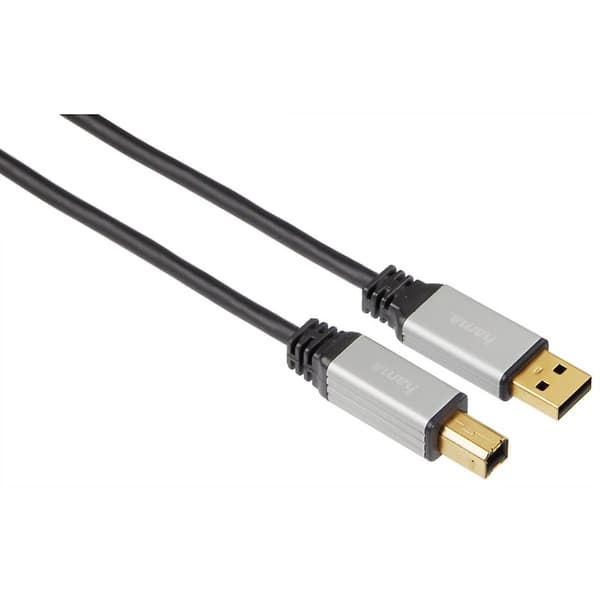 HAMA Kabel USB A-B Guld Pro Sort 5m