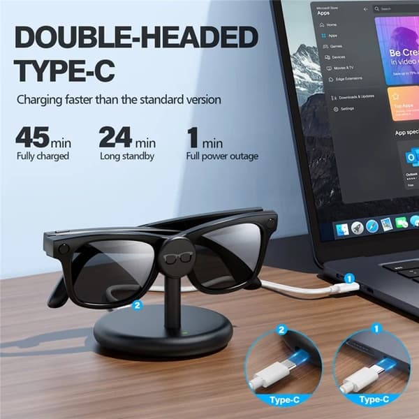 Opladningsstativ AR Smart Briller Til Ray-Ban Meta - Sort