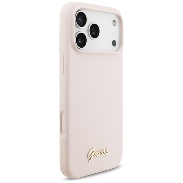 Guess Mobilskal För iPhone 17 Pro Max Magsafe Script Metal Logo - Rosa