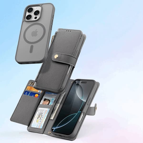 Dux Ducis iPhone 16 Pro Plånboksfodral Lawa Läder - Grå