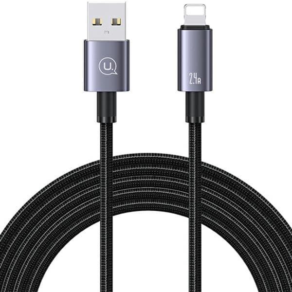 USAMS Lightning-kaapeli USB 2,4A 2 m SJ669USB01 - Teräs