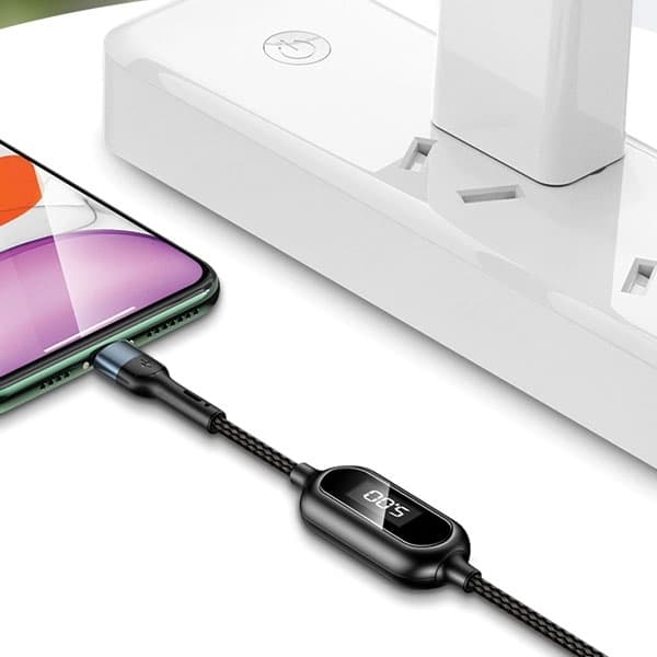 USAMS U48 Lightning Kabel flätad LED 1,2 m SJ423USB02 - Grön