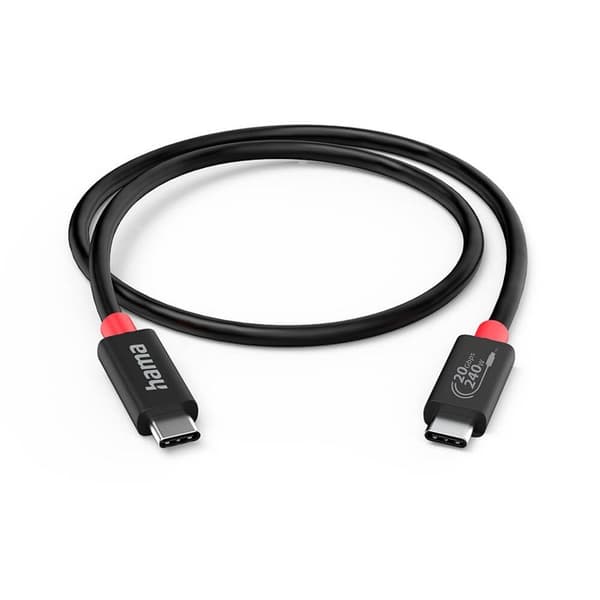 HAMA Kabel USB-C USB 4.0 Gen2 20 Gbit/s 240W 2,0m Sort