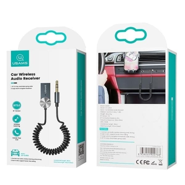 USAMS USB-A - AUX-adapteri Bluetooth - Tarnish