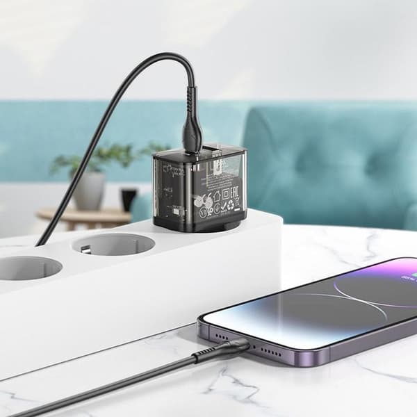 Hoco Hurtigoplader PD 20W USB-A USB-C QC3.0 3A N34 - Sort