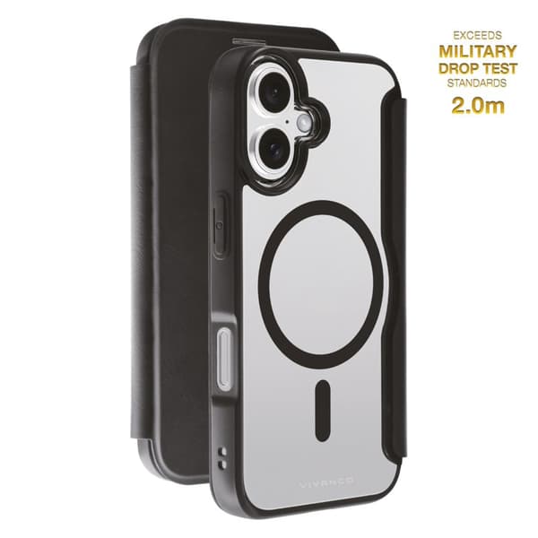 Vivanco Mag Wallet -lompakkokotelo iPhone 16, musta