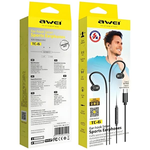 AWEI TC-6 Hovedtelefoner stereo USB-C - Sort