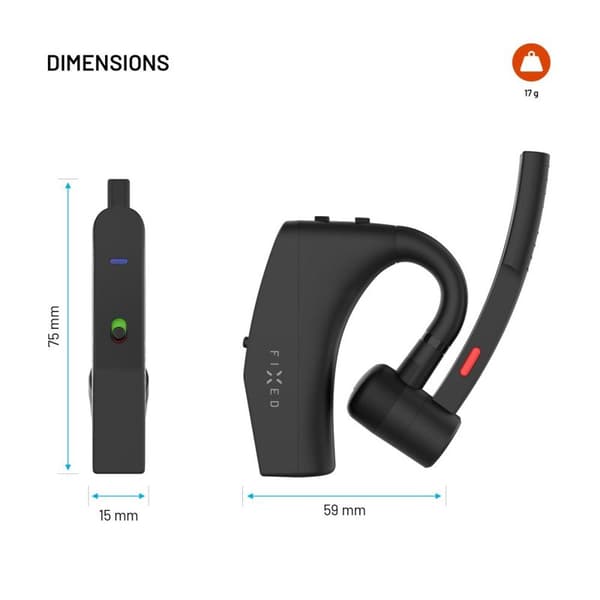 FIXED Talk Pro Trådlös Open-Ear Mono Headset med ENC Svart