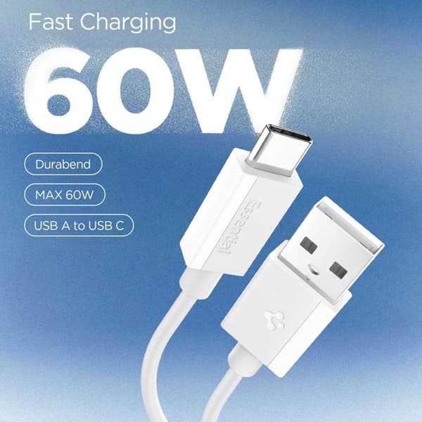 Spigen USB-A til USB-C Kabel Essential 1m 60W - Hvid