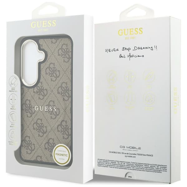 Guess Mobilskal För Galaxy S26 Plus MagSafe 4G Embossed Ring - Brun