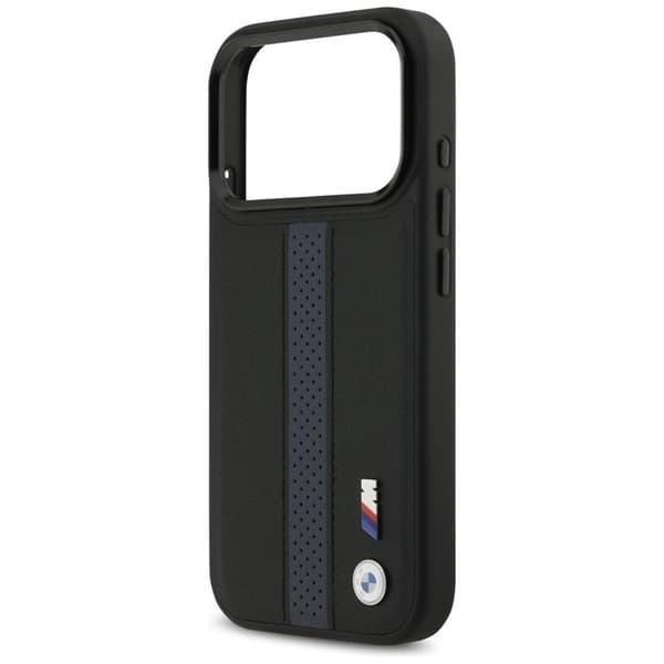 BMW telefontaske til iPhone 17 Pro MagSafe M perforeret stribe logo - blå