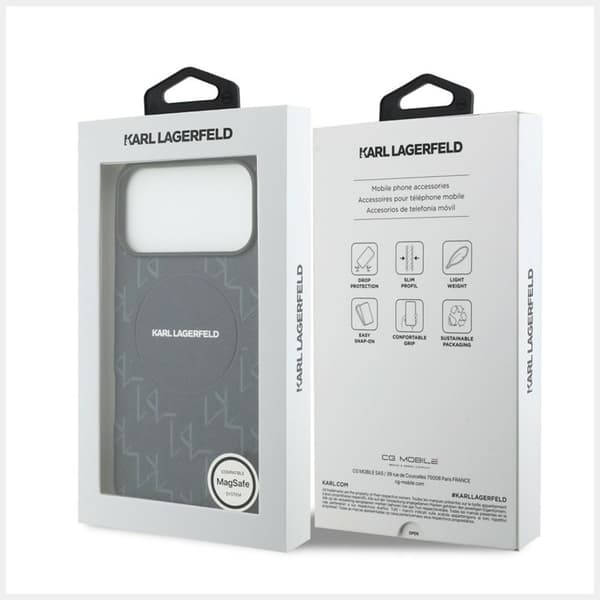 Karl Lagerfeld Mobilskal För iPhone 17 Pro Monogram logo - Blå