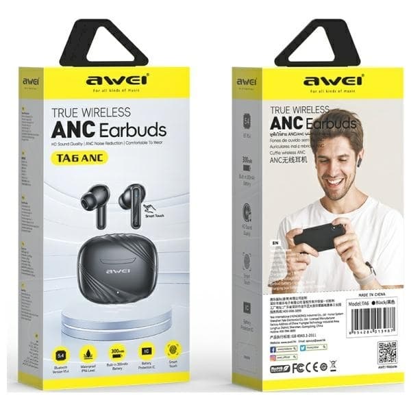 AWEI TA6 Bluetooth-hovedtelefoner 5.3 ANC+ Dock - sort