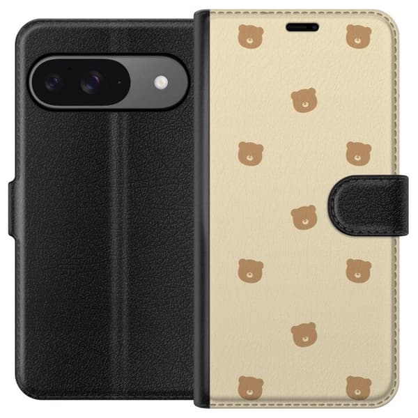 Google Pixel 9 tegnebog med bjørnemønster