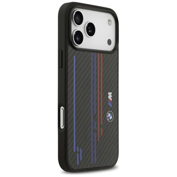 BMW telefontaske til iPhone 17 Pro Max MagSafe M Kevlar linjer & Logo - Sort
