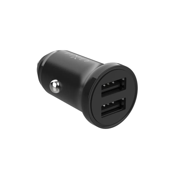 FIXED Mini Biloplader 2x USB-A 15W/Lightning kabel 1m