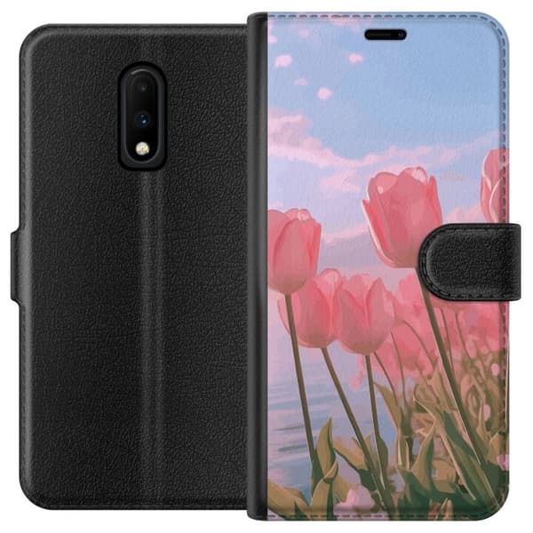 OnePlus 7 Pung Taske med Lyserøde Tulipaner