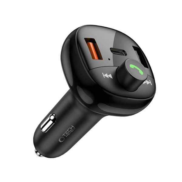 Tech-Protect Autolaturi USB-C USB-A 72W Plus Bluetooth - Musta