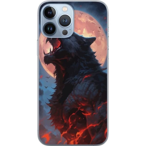 Telefontaske til Apple iPhone 13 Pro Max med hylende ulv