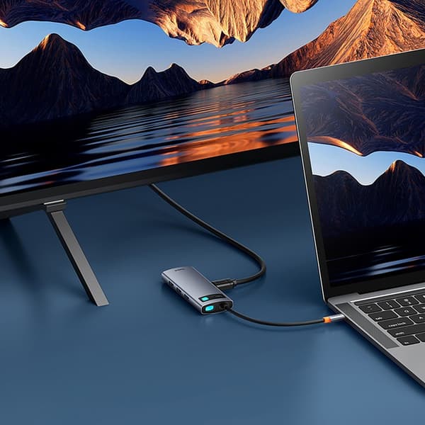 Baseus 7i1 HDMI-Hub USB-C PD 4K 60Hz USB-C 3xUSB 3.0 SD microSD - Grå