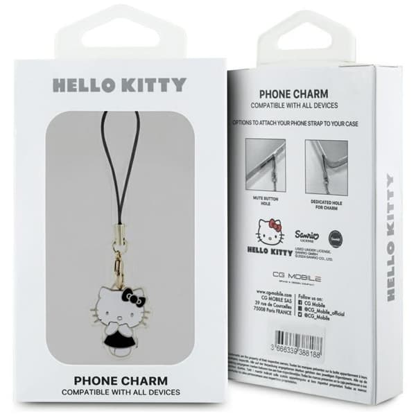 Hello Kitty Hængende Telefonrem Charm Kitty Cute - Sort