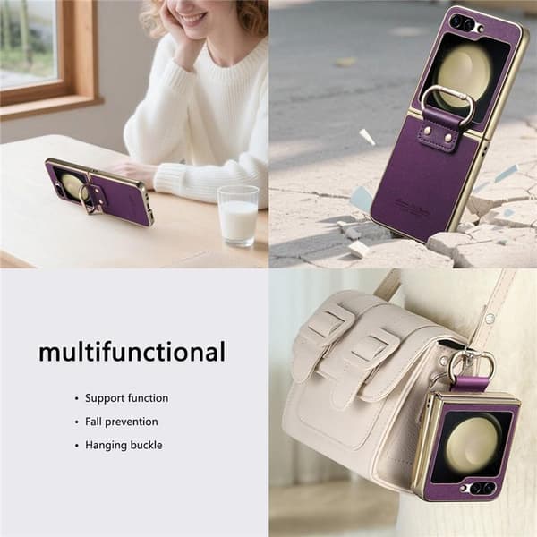 Mobilskal för Galaxy Z Flip 6 Electroplating Ring Kickstand