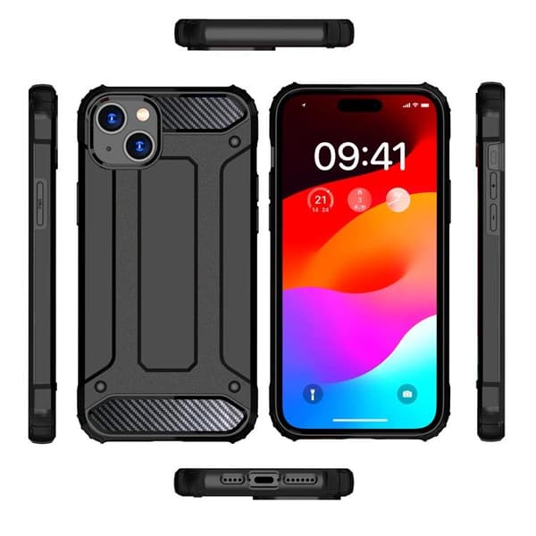 iPhone 15 Plus Hybrid Armor Telefontaske - Sort