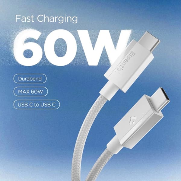 Spigen USB-C til USB-C Kabel EB6015CC Essential 1.5m 60W - Hvid