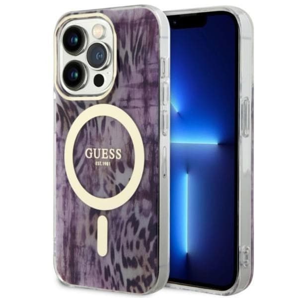 Guess Mobilskal till iPhone 14 Pro Max MagSafe Leopard - Rosa