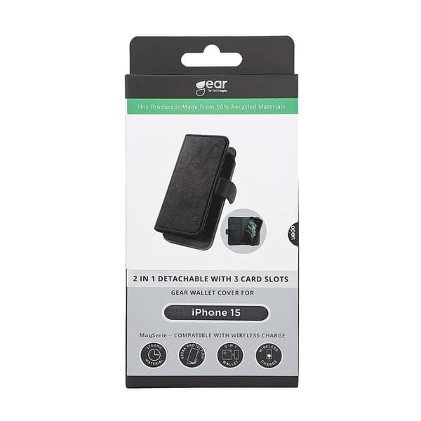 [2in1] Gear iPhone 15 Pung Taske Magsafe - Sort