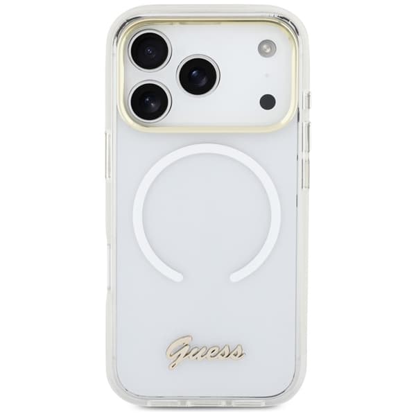 Guess Mobilskal För iPhone 17 MagSafe IML Gradient Script Metal - Vit