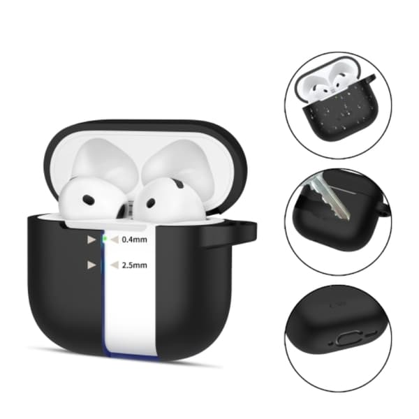 Tech-Protect Airpods 4 Cover Silikone Krog - Sort