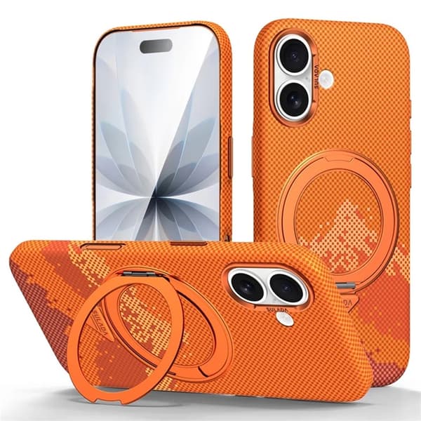SULADA Mobilskal iPhone 17 Magsafe 360° Rotating Ringhållare - Orange