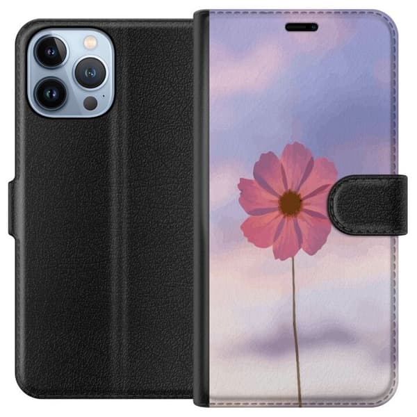 Pung Taske til Apple iPhone 13 Pro Max med Lyserød Blomst